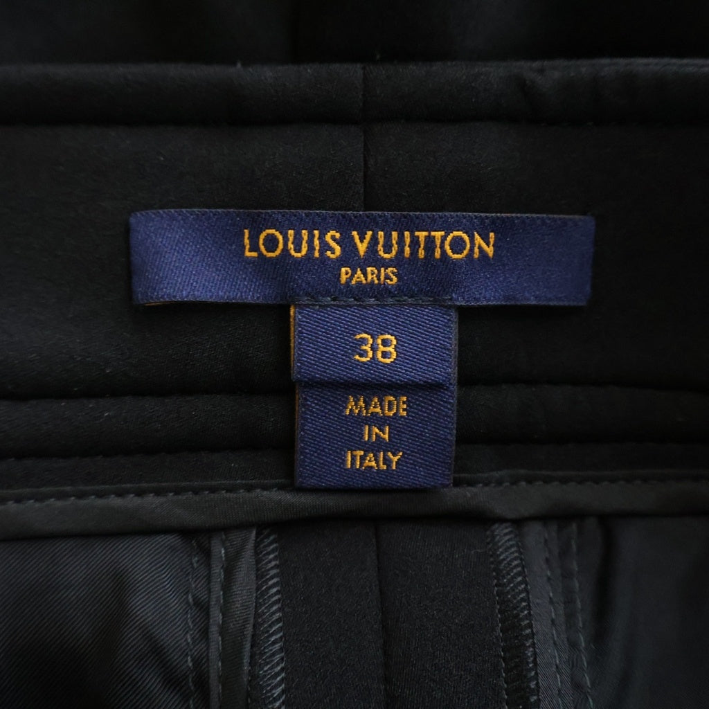 LOUIS VUITTON(ルイヴィトン) バックモノグラムレザーパッチ ナイロン混フレアスラックスパンツ ブラック レディース FIPX71NHY