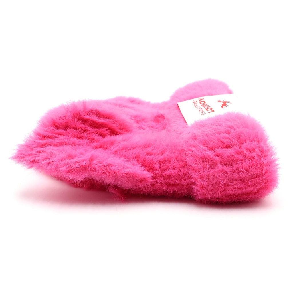 CHARLES JEFFREY LOVERBOY(チャールズジェフリーラバーボーイ) 24AW FLUFFY CHNKY EARS BEANIE ファーニットキャップ ビーニー 帽子 ピンク レディース