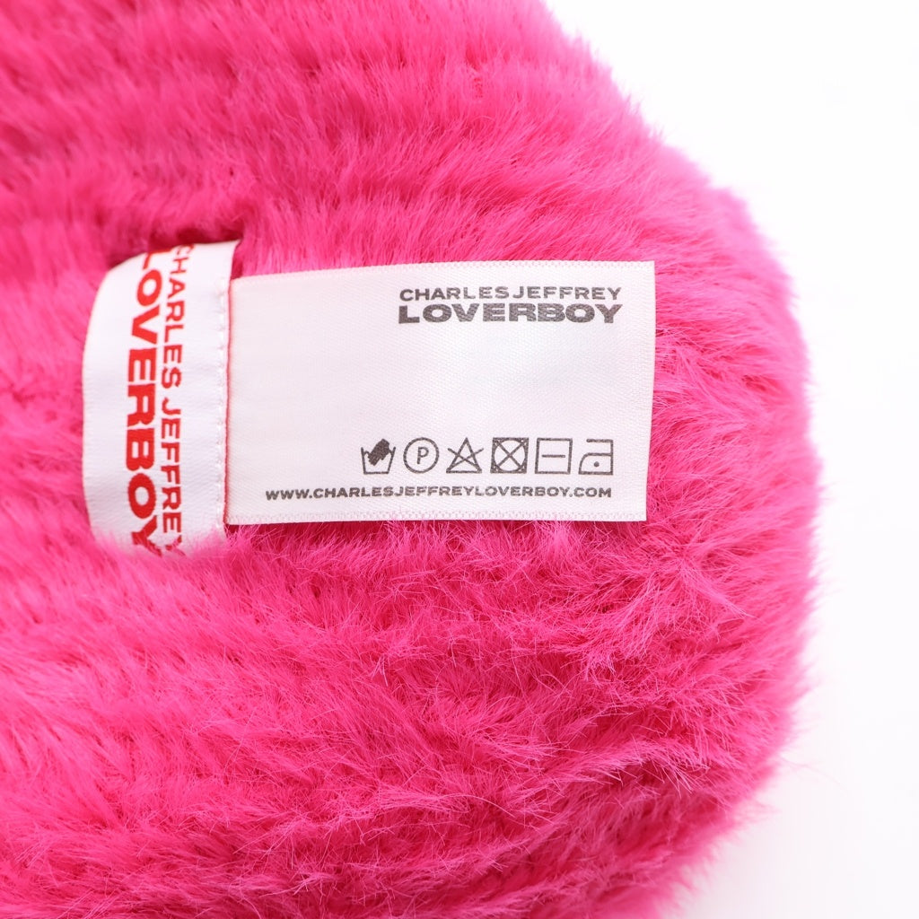 CHARLES JEFFREY LOVERBOY(チャールズジェフリーラバーボーイ) 24AW FLUFFY CHNKY EARS BEANIE ファーニットキャップ ビーニー 帽子 ピンク レディース