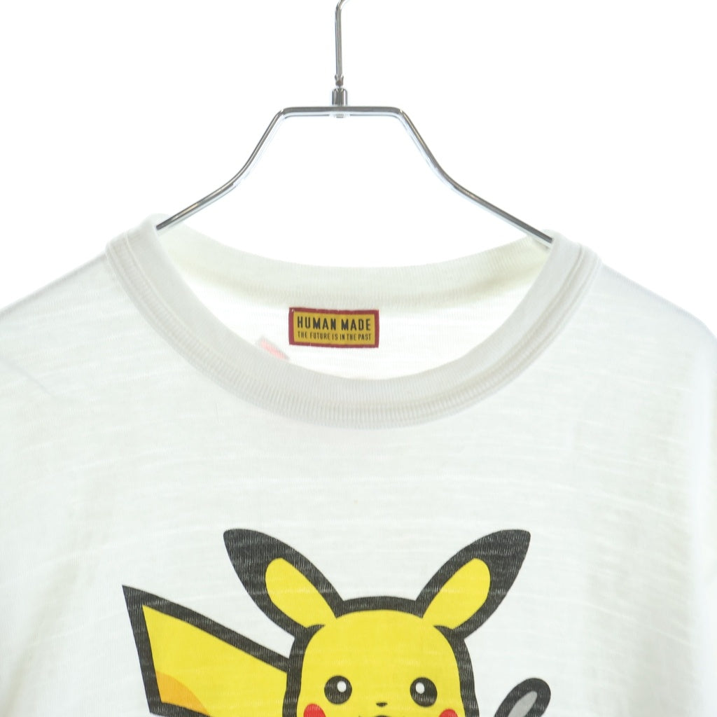 HUMAN MADE(ヒューマンメイド) ×POKEMON ポケモン ピカチュウフロントプリント クルーネック半袖Tシャツカットソー ホワイト H10612