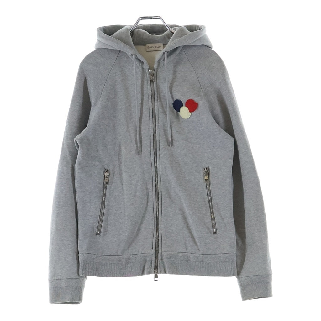 MONCLER(モンクレール) 17AW トリコロール ワッペンロゴ ジップアップ スウェット パーカー フーディー グレー C20918400000