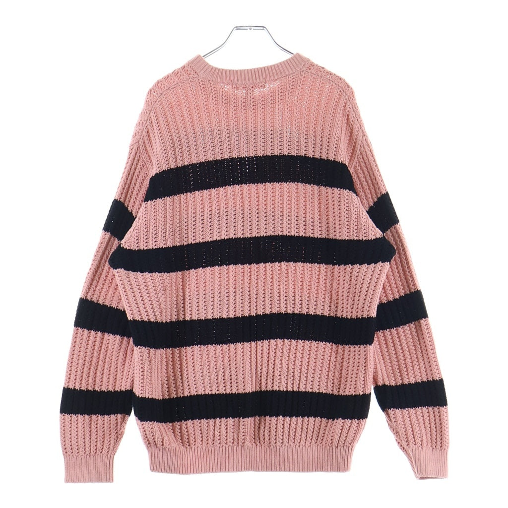 SUPREME(シュプリーム) 25SS Loose Gauge Small Box Sweater ボーダースモールボックスロゴ クルーネック長袖ニットセーター ピンク/ブラック
