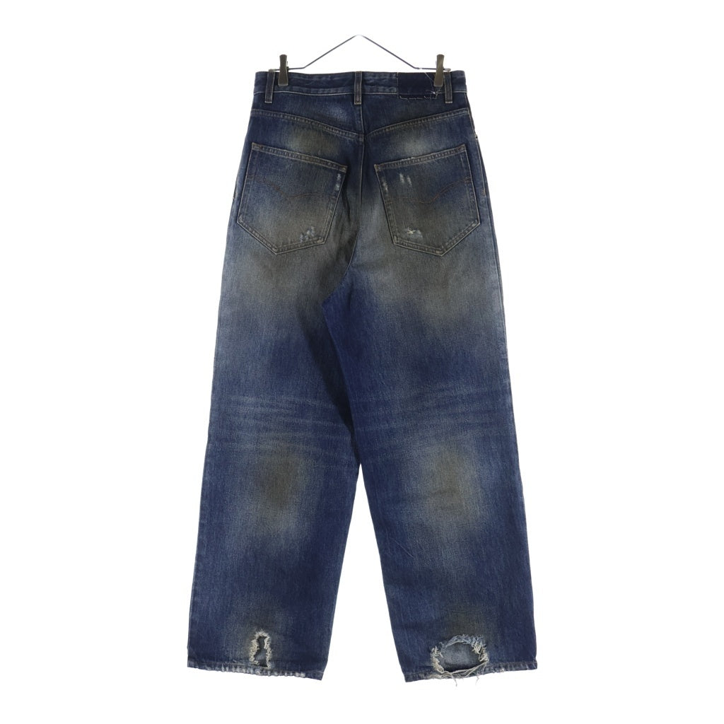 VETEMENTS(ヴェトモン) 26SS TRASHED JANS ヴィンテージ加工 カットオフ トラッシュドデニムパンツ ジーンズ インディゴ