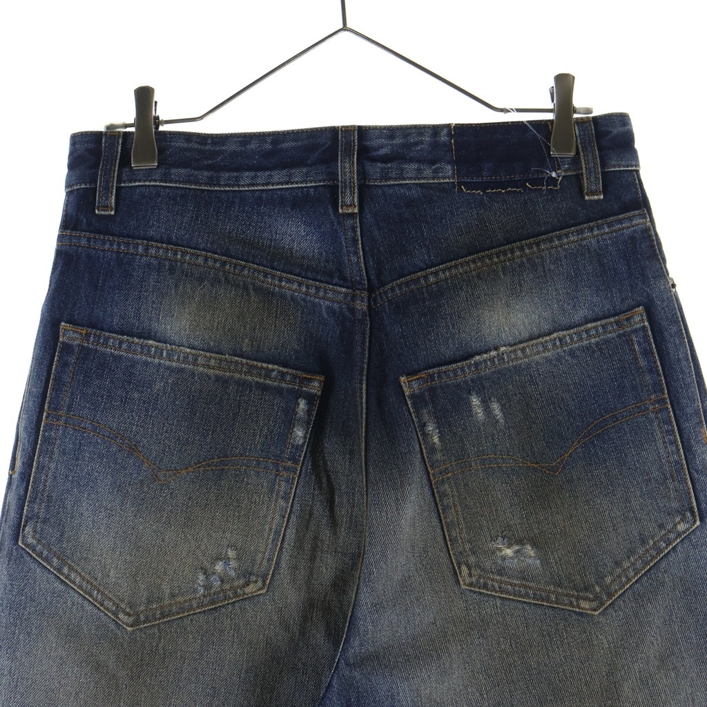 VETEMENTS(ヴェトモン) 26SS TRASHED JANS ヴィンテージ加工 カットオフ トラッシュドデニムパンツ ジーンズ インディゴ