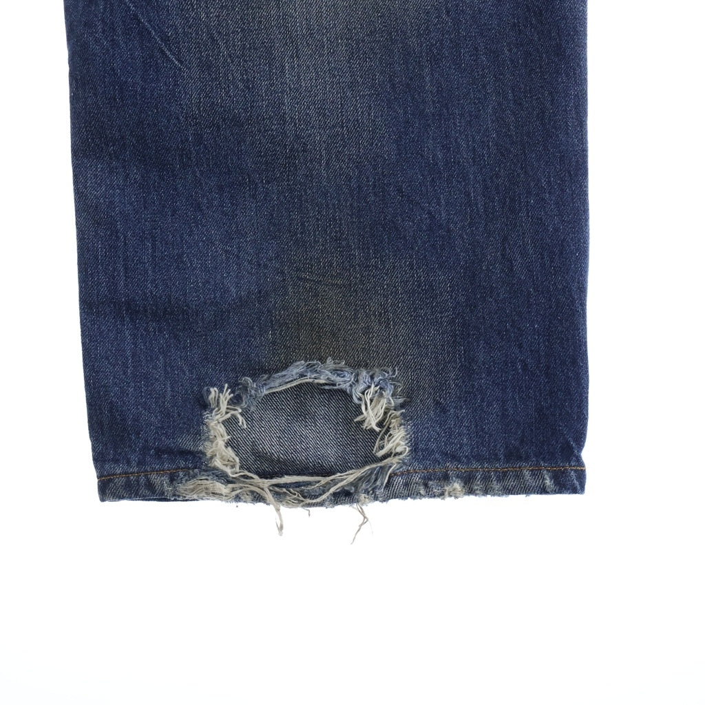 VETEMENTS(ヴェトモン) 26SS TRASHED JANS ヴィンテージ加工 カットオフ トラッシュドデニムパンツ ジーンズ インディゴ