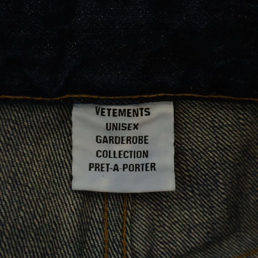 VETEMENTS(ヴェトモン) 26SS TRASHED JANS ヴィンテージ加工 カットオフ トラッシュドデニムパンツ ジーンズ インディゴ