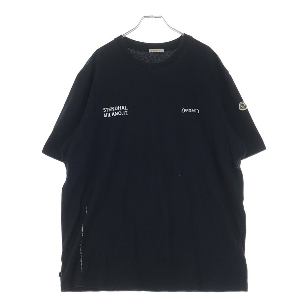MONCLER(モンクレール) ×FRAGMENT DESIGN Rubber Logo Tee フラグメントデザイン ラバーロゴプリント半袖Tシャツ ブラック I209U8C00002