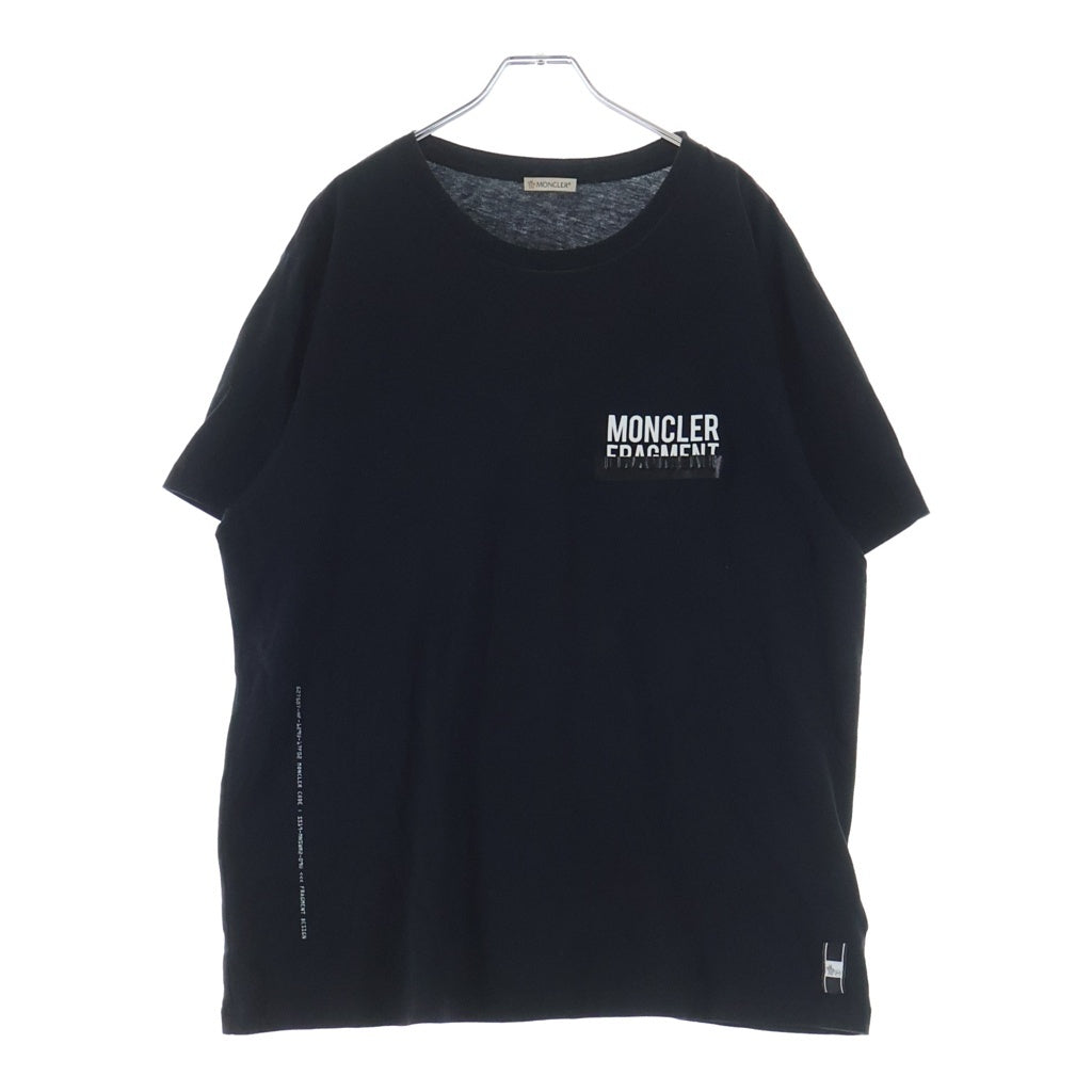 MONCLER(モンクレール) × FRAGMENT DESIGN フロントラバーロゴプリントクルーネック半袖Tシャツカットソー ブラック E109U8000550