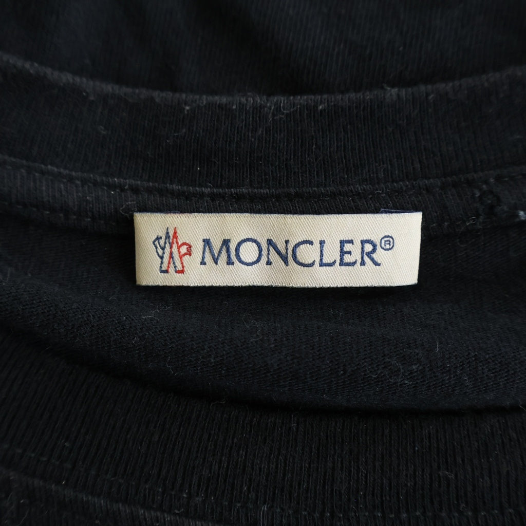 MONCLER(モンクレール) × FRAGMENT DESIGN フロントラバーロゴプリントクルーネック半袖Tシャツカットソー ブラック E109U8000550