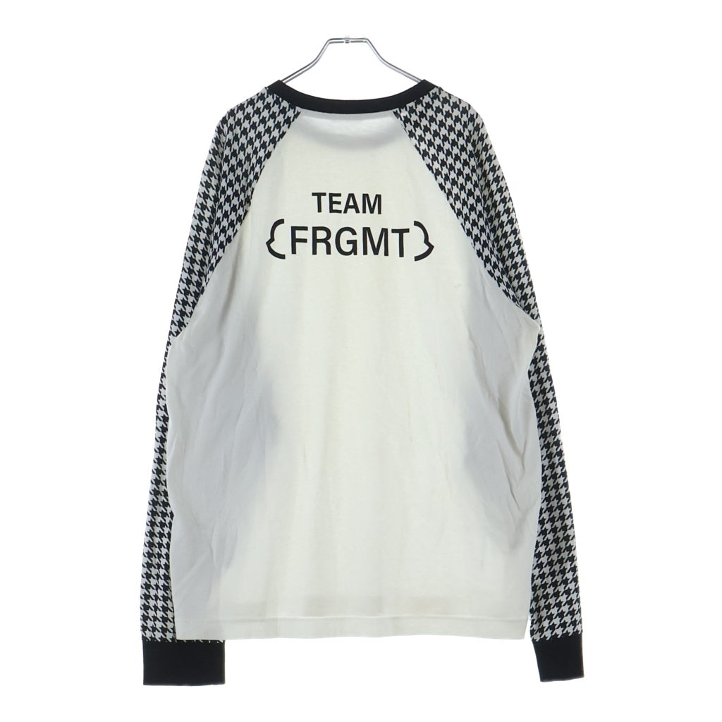 MONCLER(モンクレール) × FRAGMENT FRGMT フラグメント 千鳥柄切替 長袖 ロングスリーブ Tシャツ カットソー ホワイト
