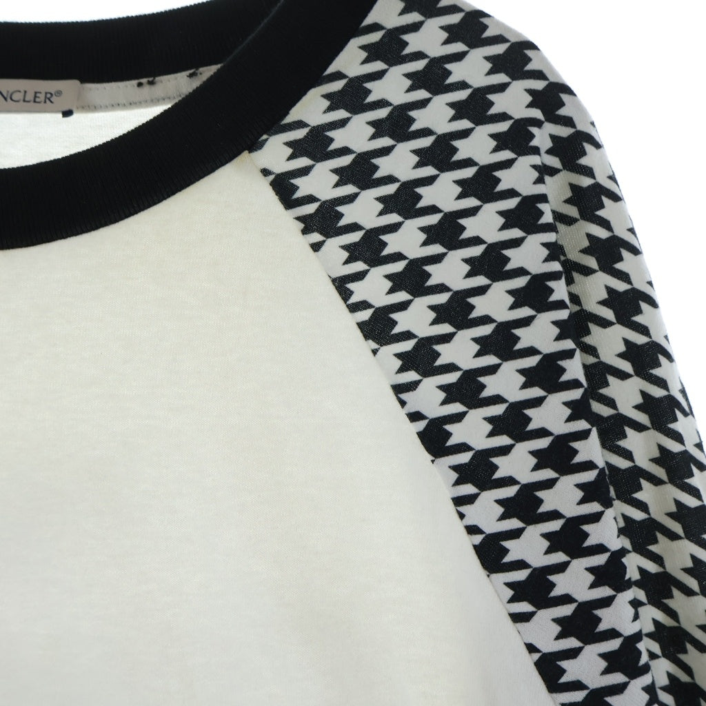 MONCLER(モンクレール) × FRAGMENT FRGMT フラグメント 千鳥柄切替 長袖 ロングスリーブ Tシャツ カットソー ホワイト