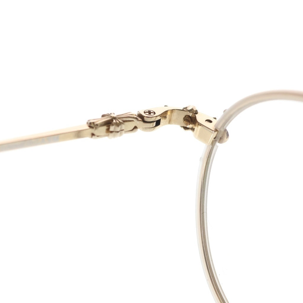 CHROME HEARTS(クロムハーツ) SINNERGASM シナガズム クロステンプル メタルフレーム ラウンドサングラス 眼鏡 アイウェア ゴールド
