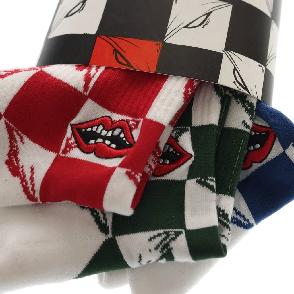 CHROME HEARTS(クロムハーツ) ×MATTY BOY 99 Eyes Chomper Socks 3PK Blue/Green/Red マッティボーイ 99アイズ チョンパー ソックス 3パック 靴下 ブルー/グリーン/レッド