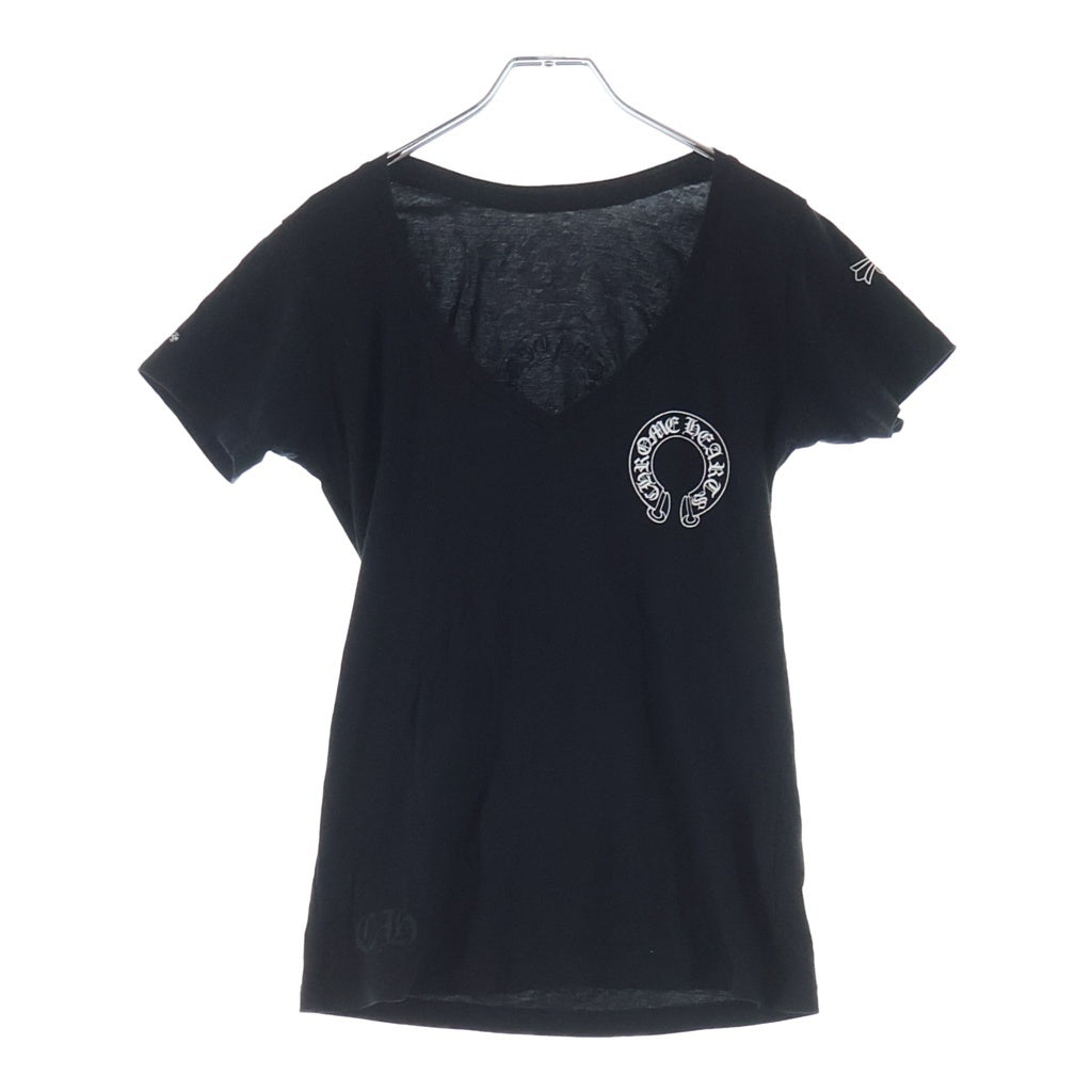 CHROME HEARTS(クロムハーツ) MADE IN HOLLYWOOD HORSESHOE TEE メイドインハリウッド 両面ホースシューロゴプリント Vネック半袖Tシャツカットソー ブラック