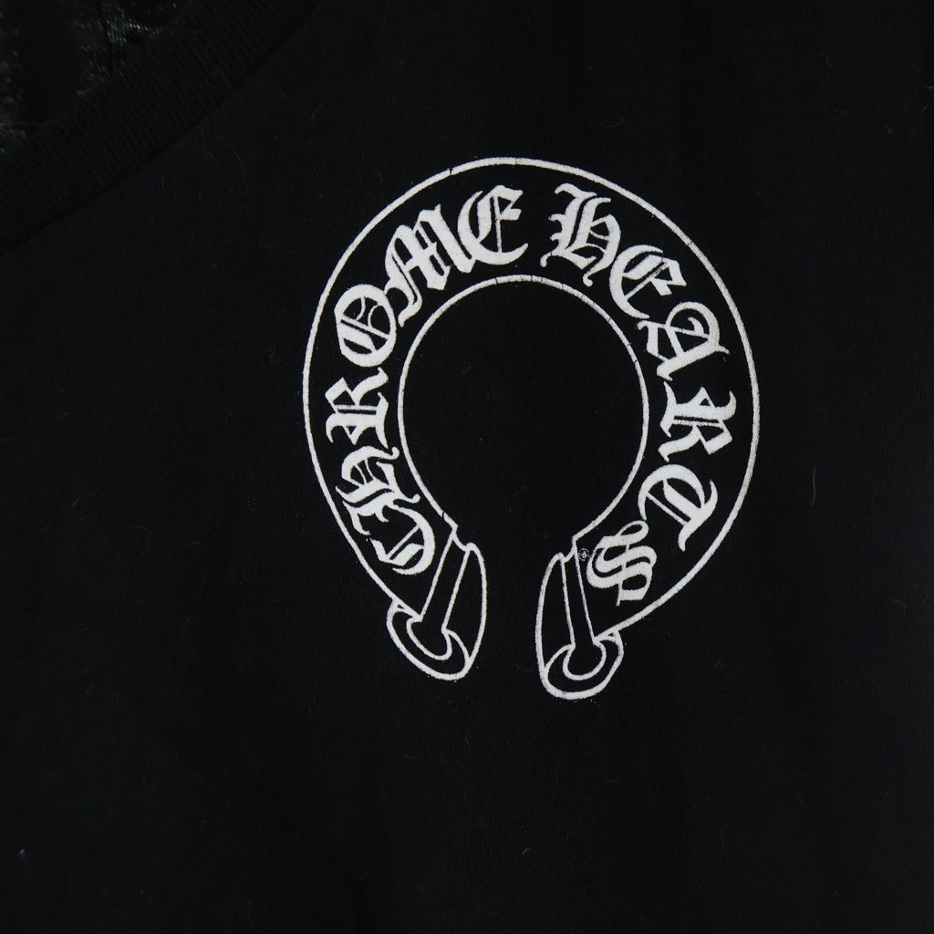 CHROME HEARTS(クロムハーツ) MADE IN HOLLYWOOD HORSESHOE TEE メイドインハリウッド 両面ホースシューロゴプリント Vネック半袖Tシャツカットソー ブラック