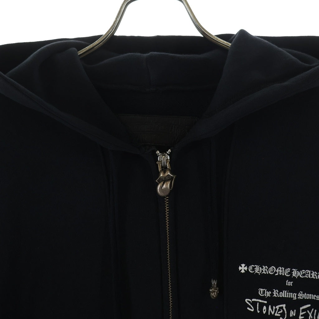 CHROME HEARTS(クロムハーツ) ×ROLLING STONES SWTSHRT HD ZIP ローリングストーンズ 長袖ジップパーカー フーディ ブラック