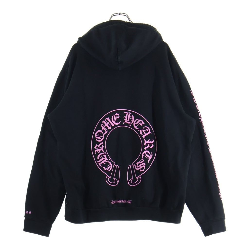 CHROME HEARTS(クロムハーツ) HORSESHOE HOODIE 両面ホースシュープリント プルオーバーパーカー フーディ ブラック/ピンク