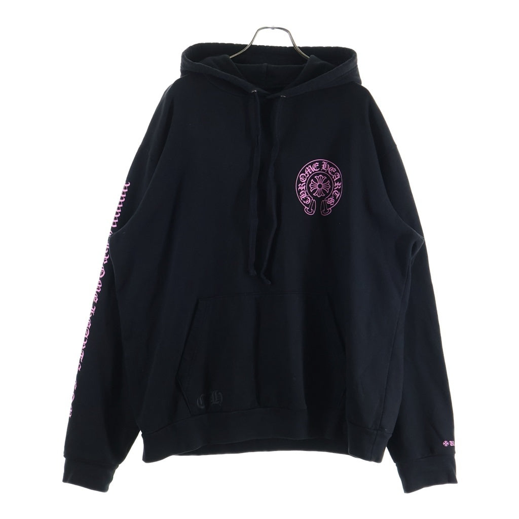 CHROME HEARTS(クロムハーツ) HORSESHOE HOODIE 両面ホースシュープリント プルオーバーパーカー フーディ ブラック/ピンク