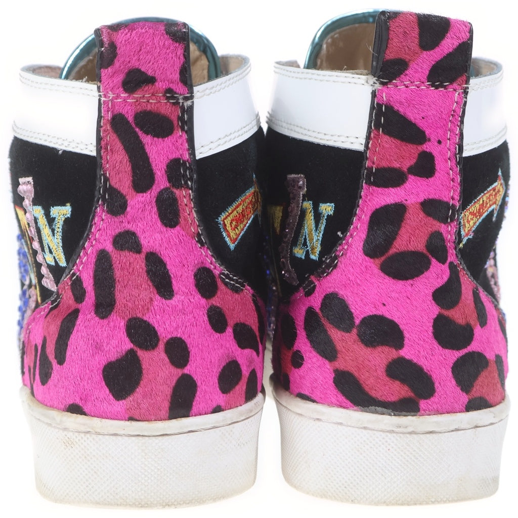 CHRISTIAN LOUBOUTIN(クリスチャンルブタン) Lou Spikes Flat ゴールドスタッズ マルチロゴミッドカットスニーカー マルチカラー