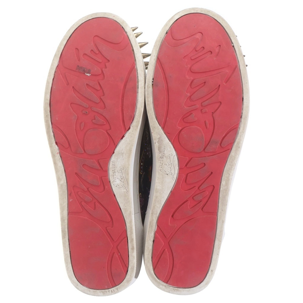 CHRISTIAN LOUBOUTIN(クリスチャンルブタン) Lou Spikes Flat ゴールドスタッズ マルチロゴミッドカットスニーカー マルチカラー