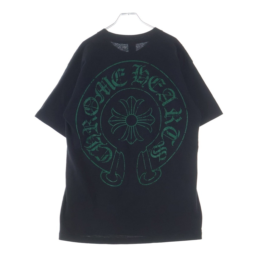 CHROME HEARTS(クロムハーツ) OLD CHプラス バックホースシュープリント クルーネック半袖Tシャツカットソー ブラック/グリーン