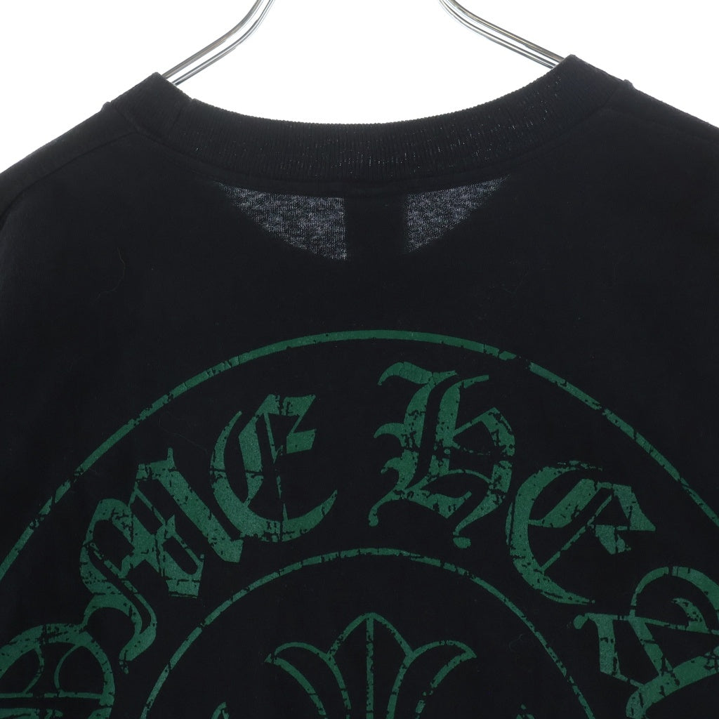 CHROME HEARTS(クロムハーツ) OLD CHプラス バックホースシュープリント クルーネック半袖Tシャツカットソー ブラック/グリーン