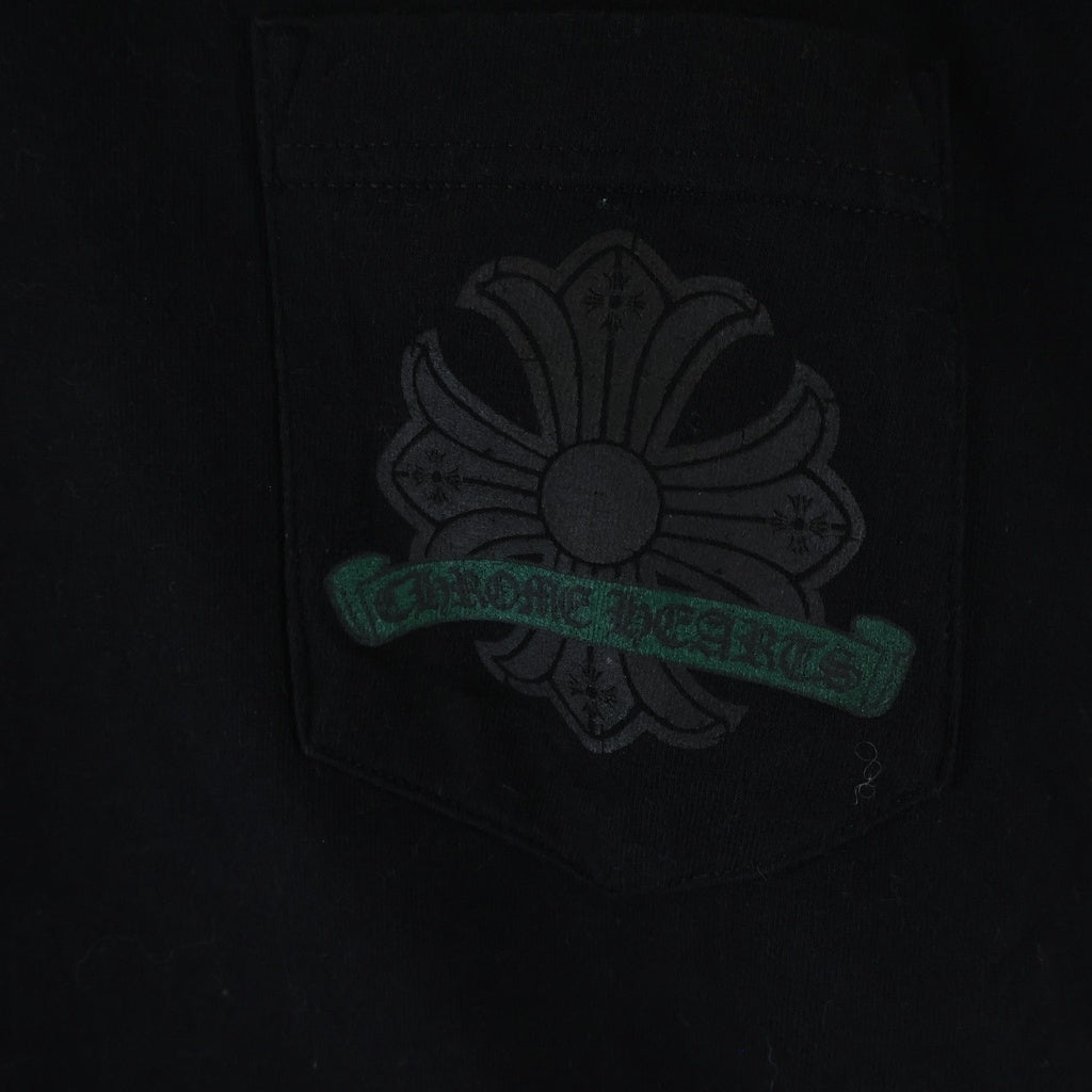 CHROME HEARTS(クロムハーツ) OLD CHプラス バックホースシュープリント クルーネック半袖Tシャツカットソー ブラック/グリーン