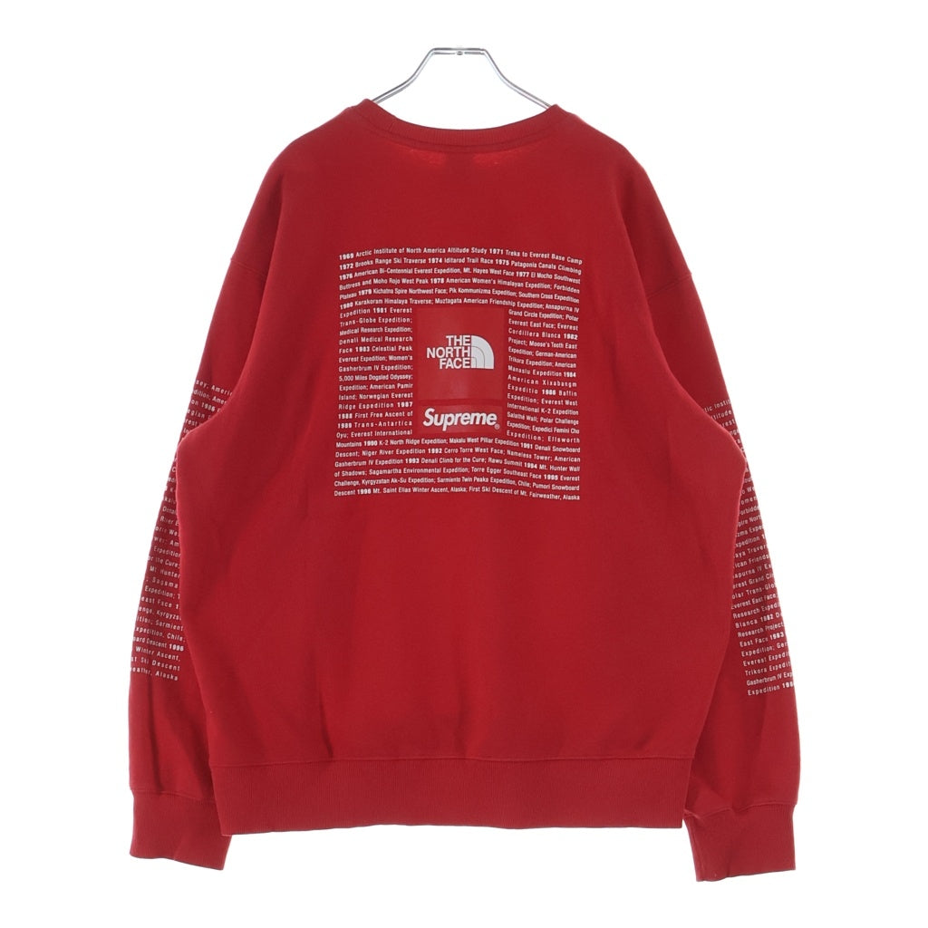 SUPREME(シュプリーム) ×THE NORTH FACE バックプリントクルーネック長袖スウェットトレーナー レッド NT024111