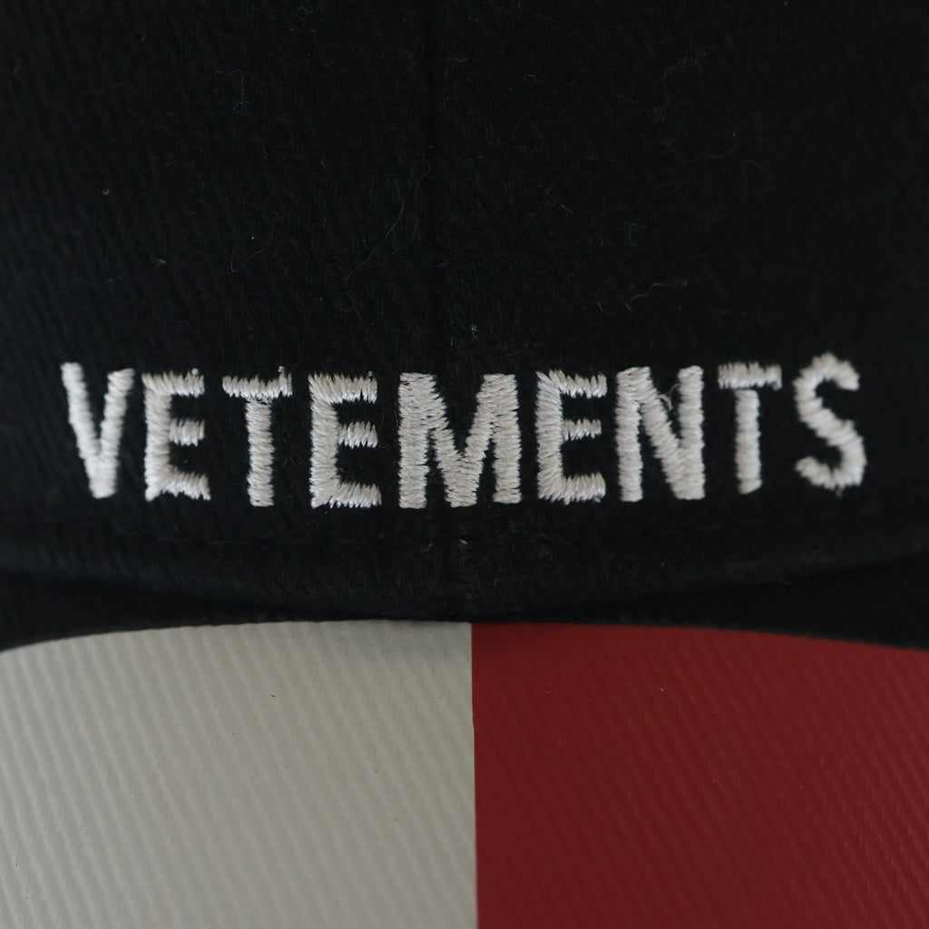 VETEMENTS(ヴェトモン) 18SS ×TOMMY HILFIGER トミーヒルフィガー ロゴ刺繍 ベースボールキャップ 帽子 ブラック WSS18AC19 レディース