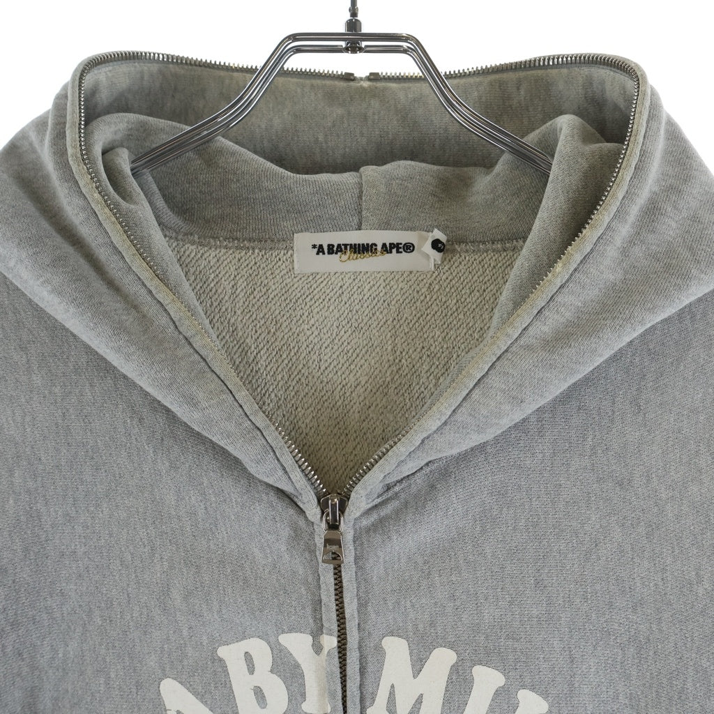 A BATHING APE(アベイシングエイプ) BABY MILO FULL ZIP HOODIE リーゼント ベビーマイロ 長袖フルジップパーカー フーディ グレー