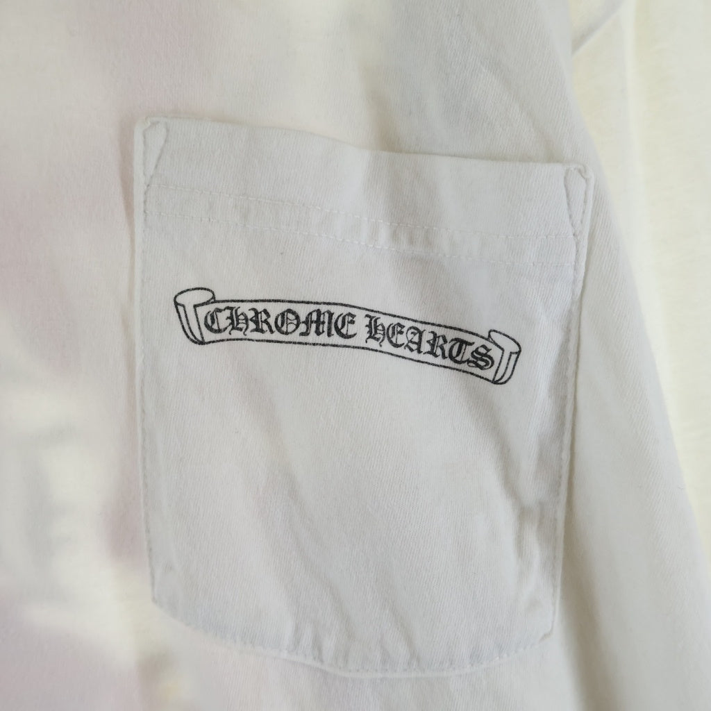 CHROME HEARTS(クロムハーツ) Vine Dagger ヴァインダガー アームフローラルプリント クルーネック長袖Tシャツカットソー ロンT ホワイト