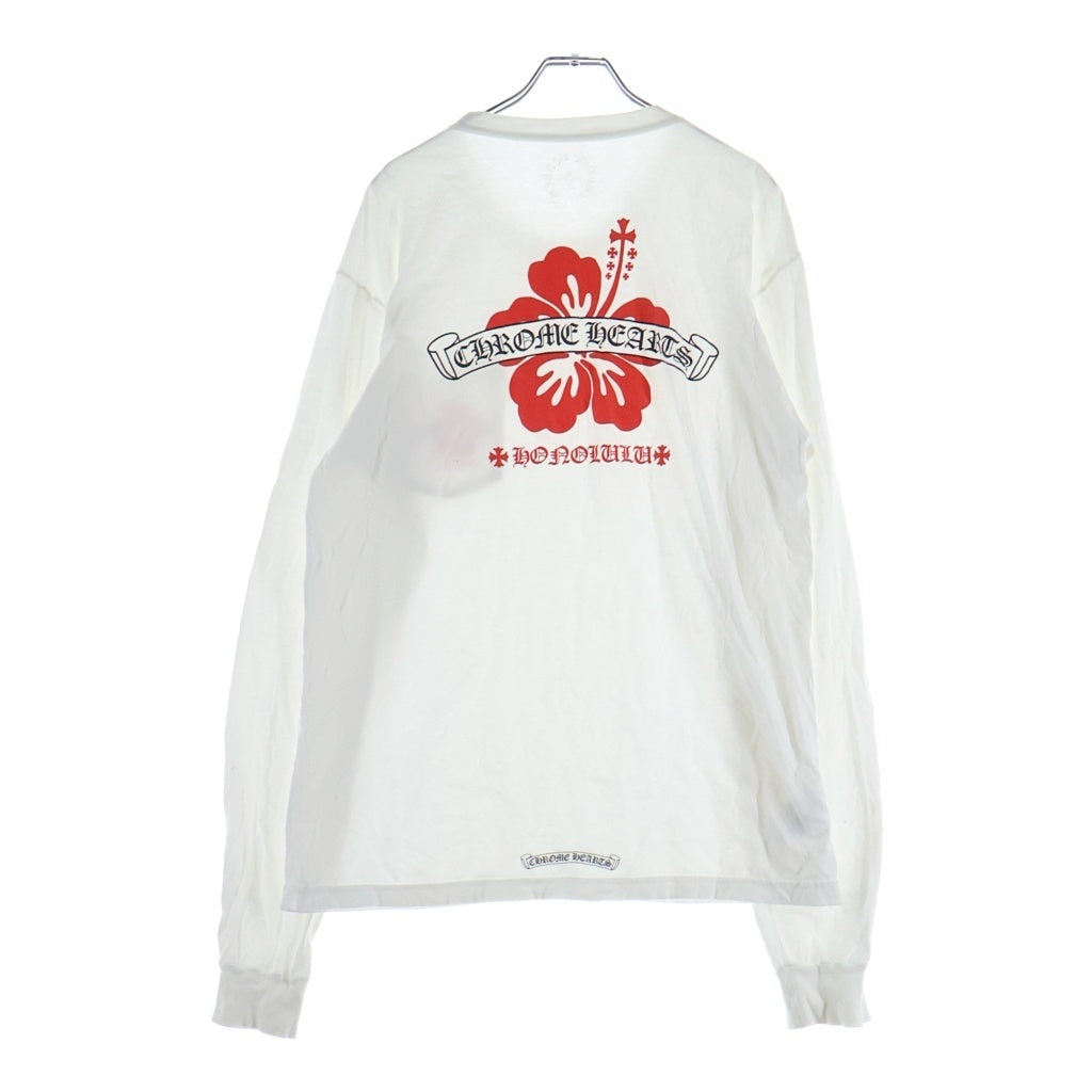 CHROME HEARTS(クロムハーツ) Honolulu Limited Back Scroll Logo L/S Tee ホノルル限定 バックスクロールロゴ ハイビスカスプリント クルーネックロングスリーブTシャツカットソー ロンT