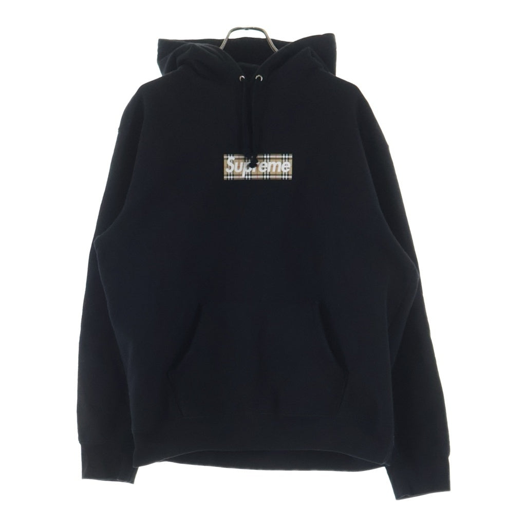 SUPREME(シュプリーム) 22SS ×Burberry Box Logo Hooded Sweats バーバリー ボックス ロゴ 長袖スウェットパーカー フーディ ブラック
