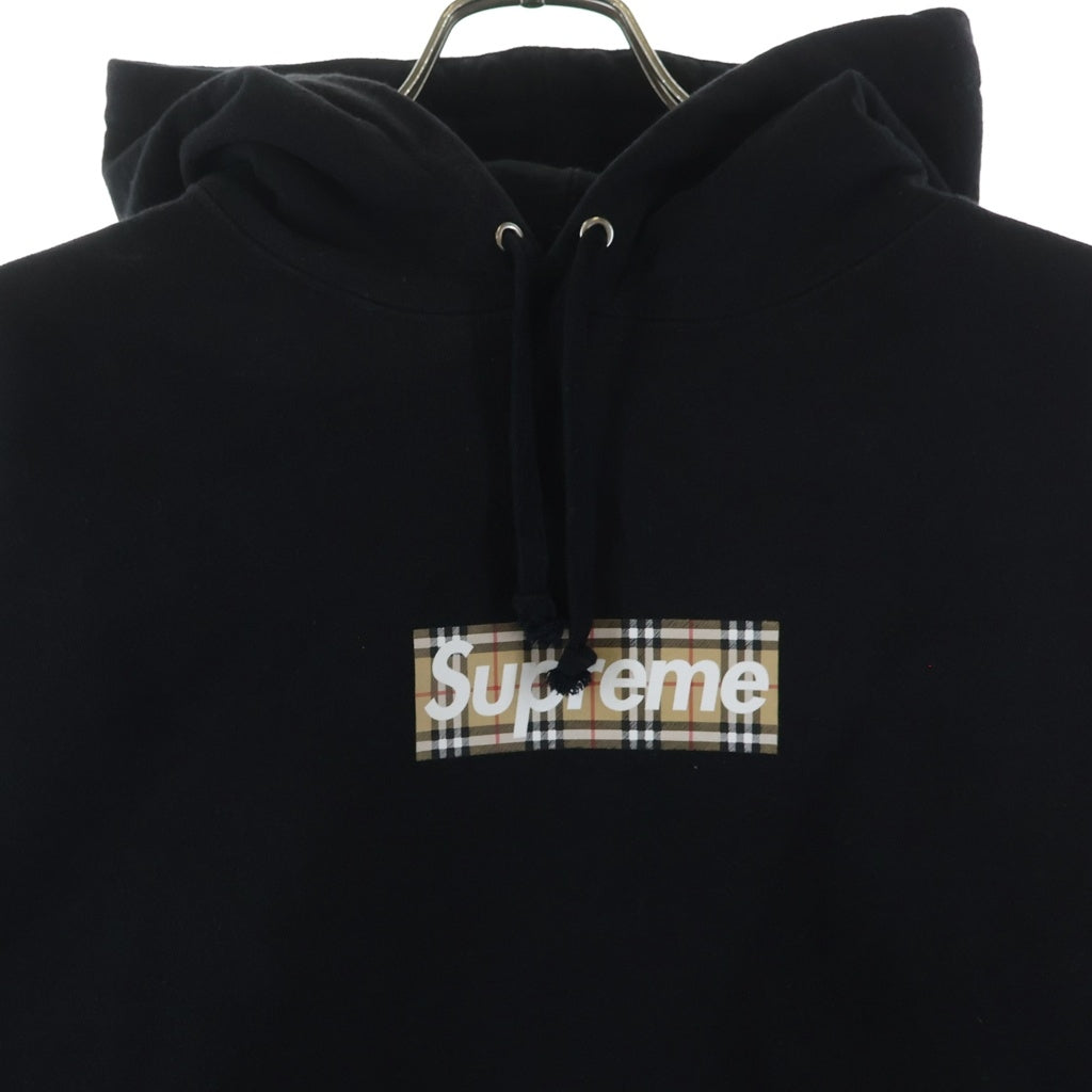 SUPREME(シュプリーム) 22SS ×Burberry Box Logo Hooded Sweats バーバリー ボックス ロゴ 長袖スウェットパーカー フーディ ブラック
