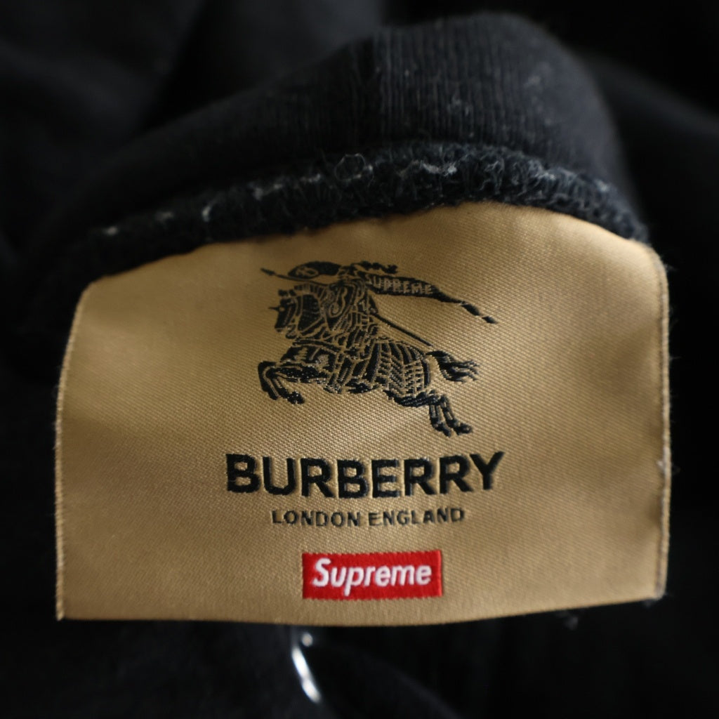 SUPREME(シュプリーム) 22SS ×Burberry Box Logo Hooded Sweats バーバリー ボックス ロゴ 長袖スウェットパーカー フーディ ブラック