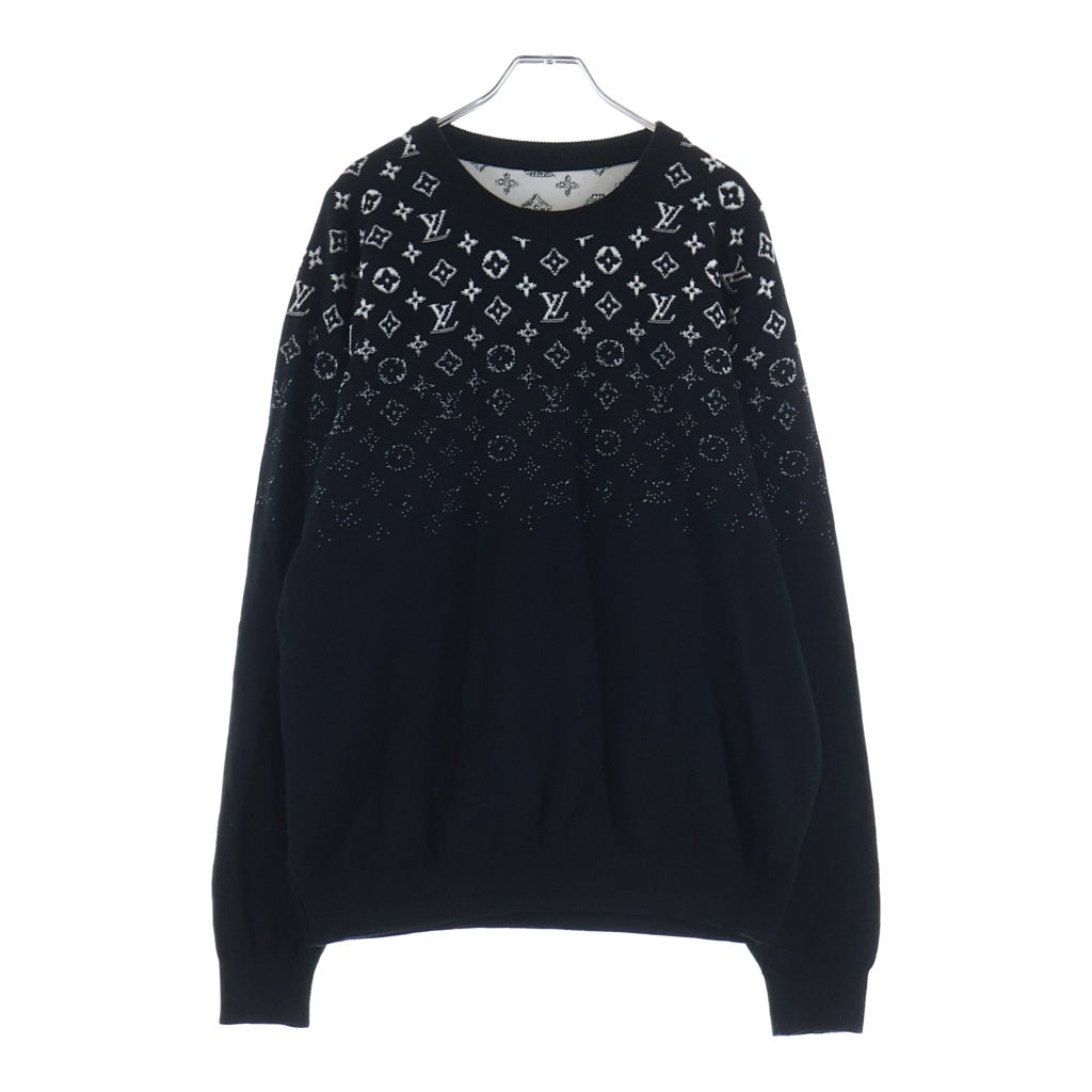 LOUIS VUITTON(ルイヴィトン) 24SS グラディエントモノグラム コットン クルーネック長袖ニットセーター ブラック RM241Q USO HQN42W