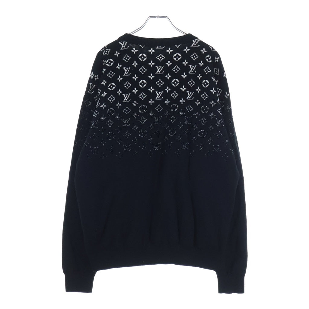 LOUIS VUITTON(ルイヴィトン) 24SS グラディエントモノグラム コットン クルーネック長袖ニットセーター ブラック RM241Q USO HQN42W