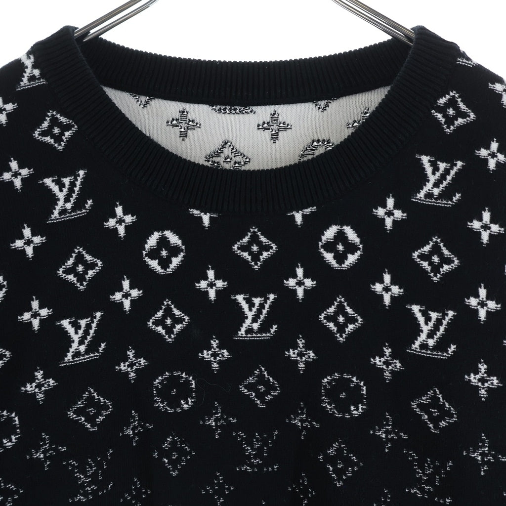 LOUIS VUITTON(ルイヴィトン) 24SS グラディエントモノグラム コットン クルーネック長袖ニットセーター ブラック RM241Q USO HQN42W