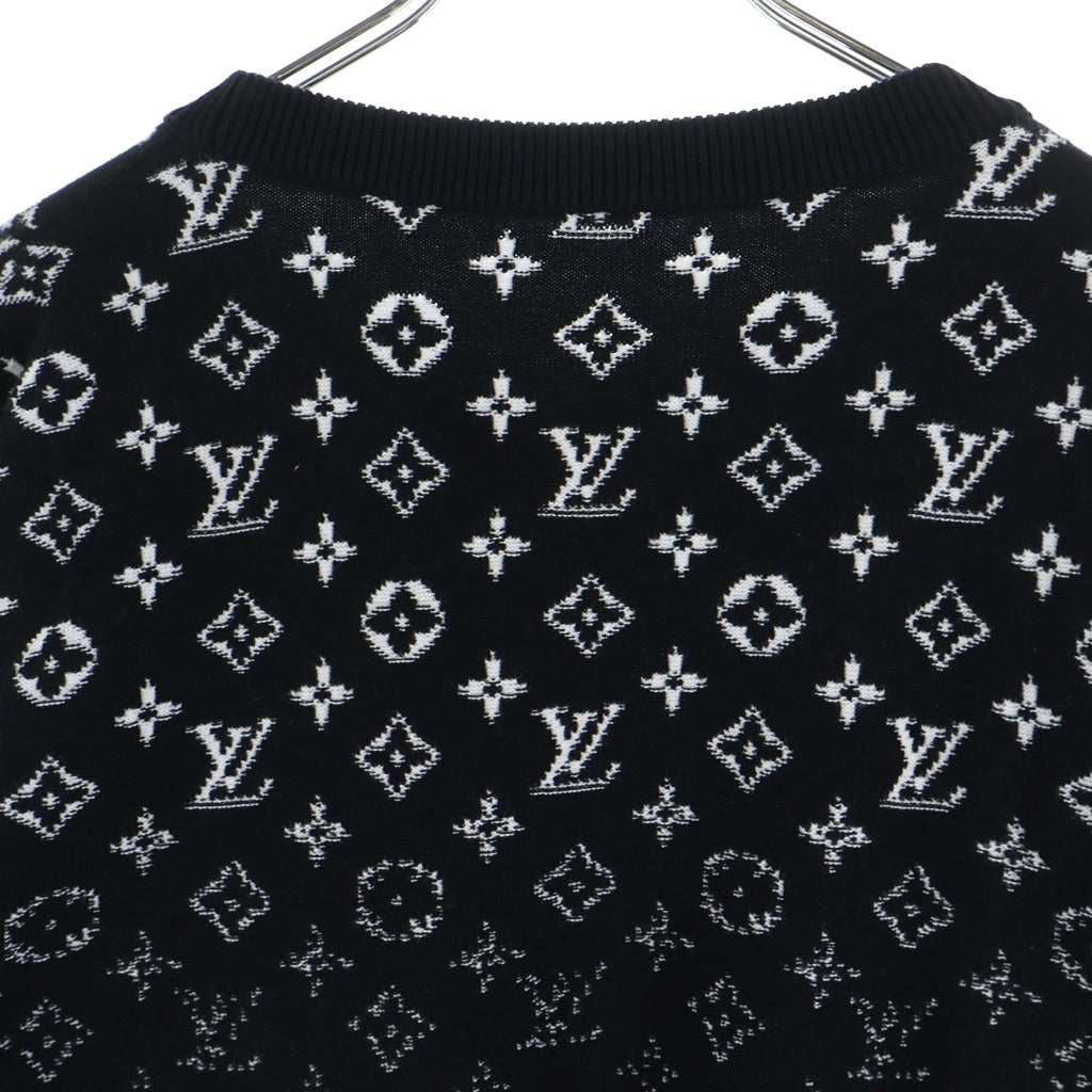 LOUIS VUITTON(ルイヴィトン) 24SS グラディエントモノグラム コットン クルーネック長袖ニットセーター ブラック RM241Q USO HQN42W