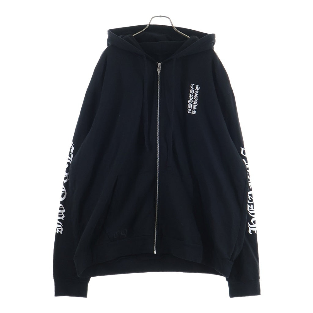 CHROME HEARTS(クロムハーツ) Vertical Logo Zip Up Hoodie ヴァーティカルロゴ 長袖ジップアップパーカー フーディ ブラック