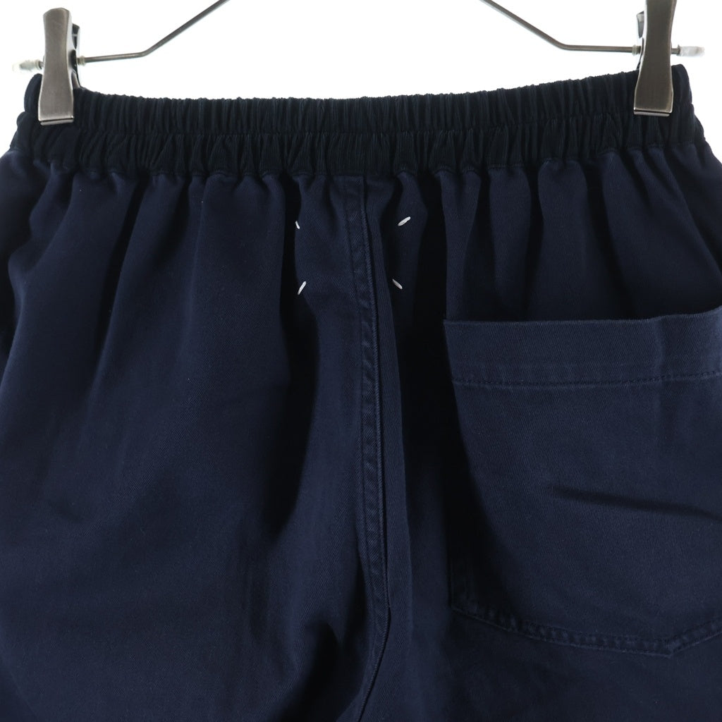 Maison Martin Margiela(メゾンマルタンマルジェラ) 25AW Wide Easy Pants バック4ステッチ刺繍 ドローコード付き ワイドイージーコットンパンツ ネイビー S30KA0626