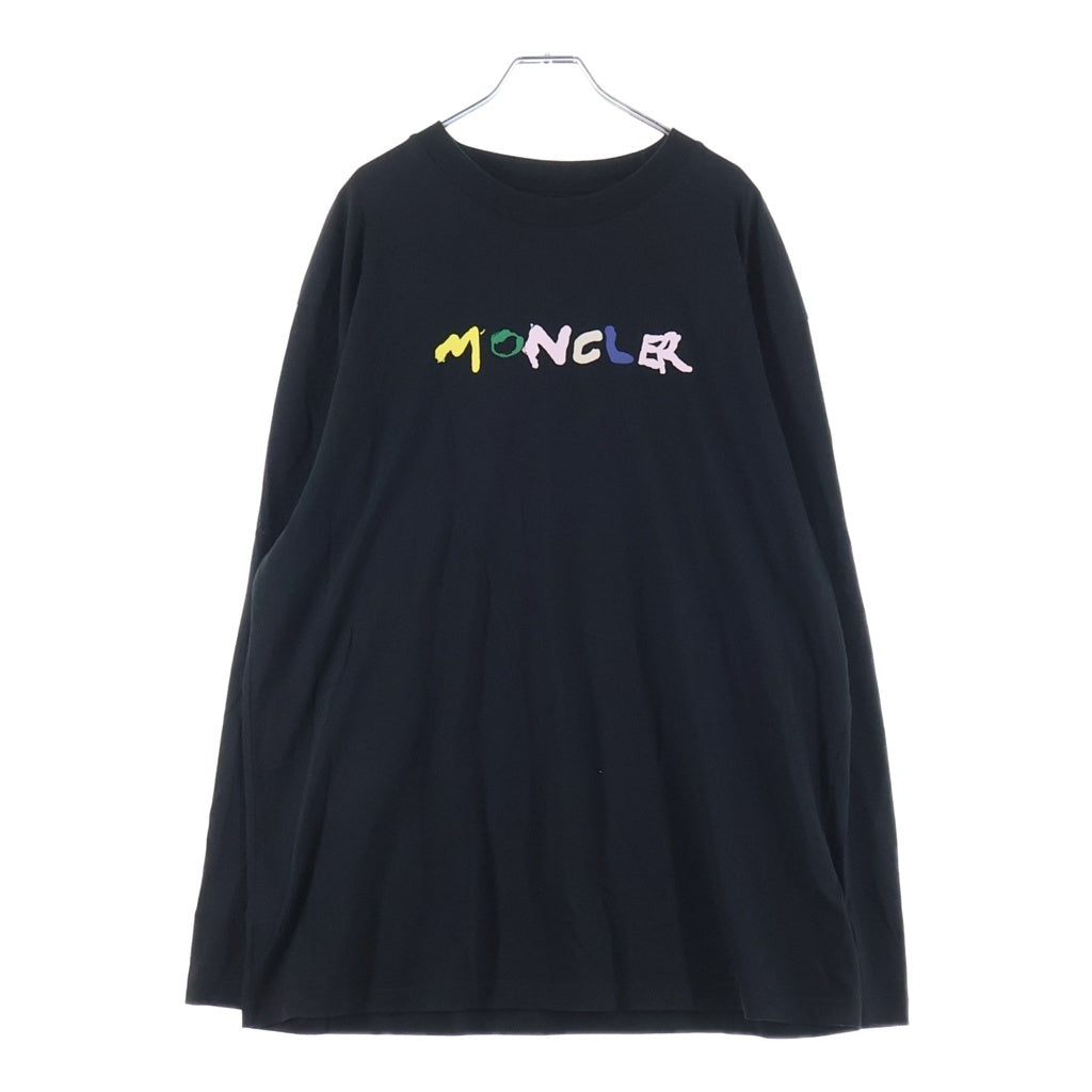 MONCLER(モンクレール) 24SS マルチカラーロゴプリント ワッペン クルーネック ロングスリーブ 長袖Tシャツ カットソー ブラック J10918D00012