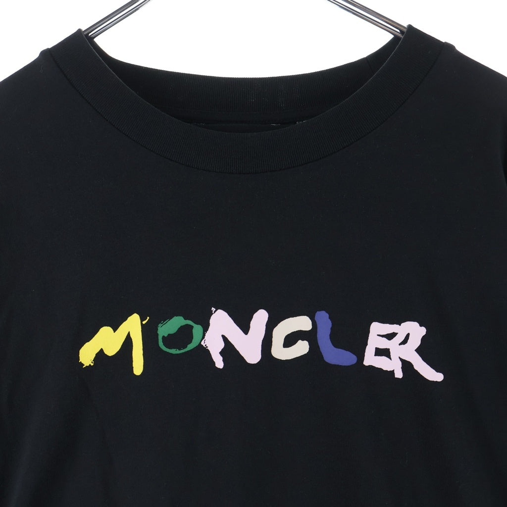 MONCLER(モンクレール) 24SS マルチカラーロゴプリント ワッペン クルーネック ロングスリーブ 長袖Tシャツ カットソー ブラック J10918D00012