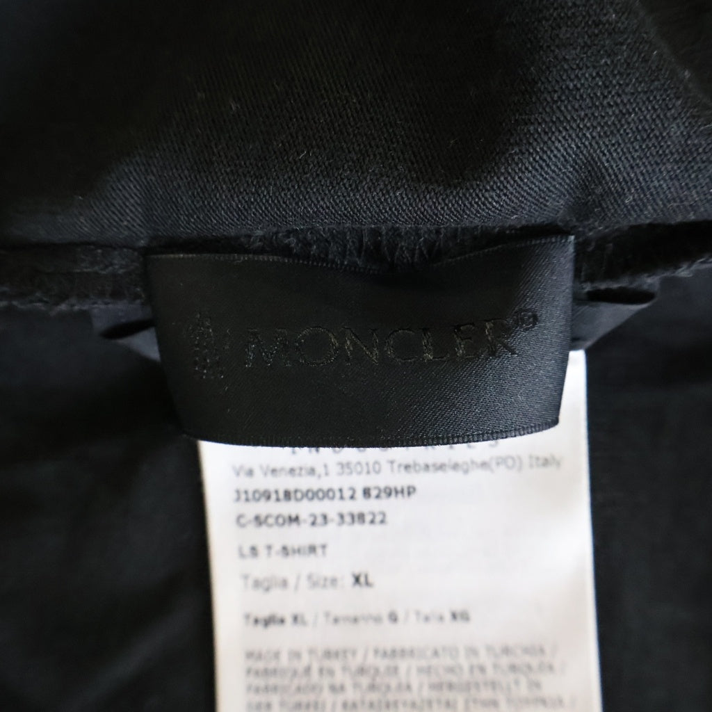 MONCLER(モンクレール) 24SS マルチカラーロゴプリント ワッペン クルーネック ロングスリーブ 長袖Tシャツ カットソー ブラック J10918D00012