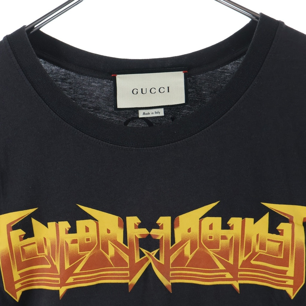 GUCCI(グッチ) 19SS メタルプリント クルーネック半袖Tシャツカットソー ブラック 493117-XJAKE