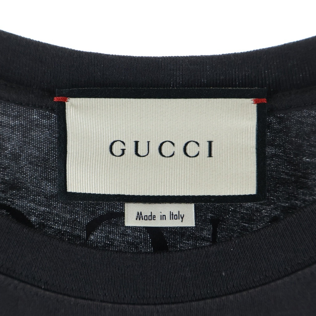 GUCCI(グッチ) 19SS メタルプリント クルーネック半袖Tシャツカットソー ブラック 493117-XJAKE