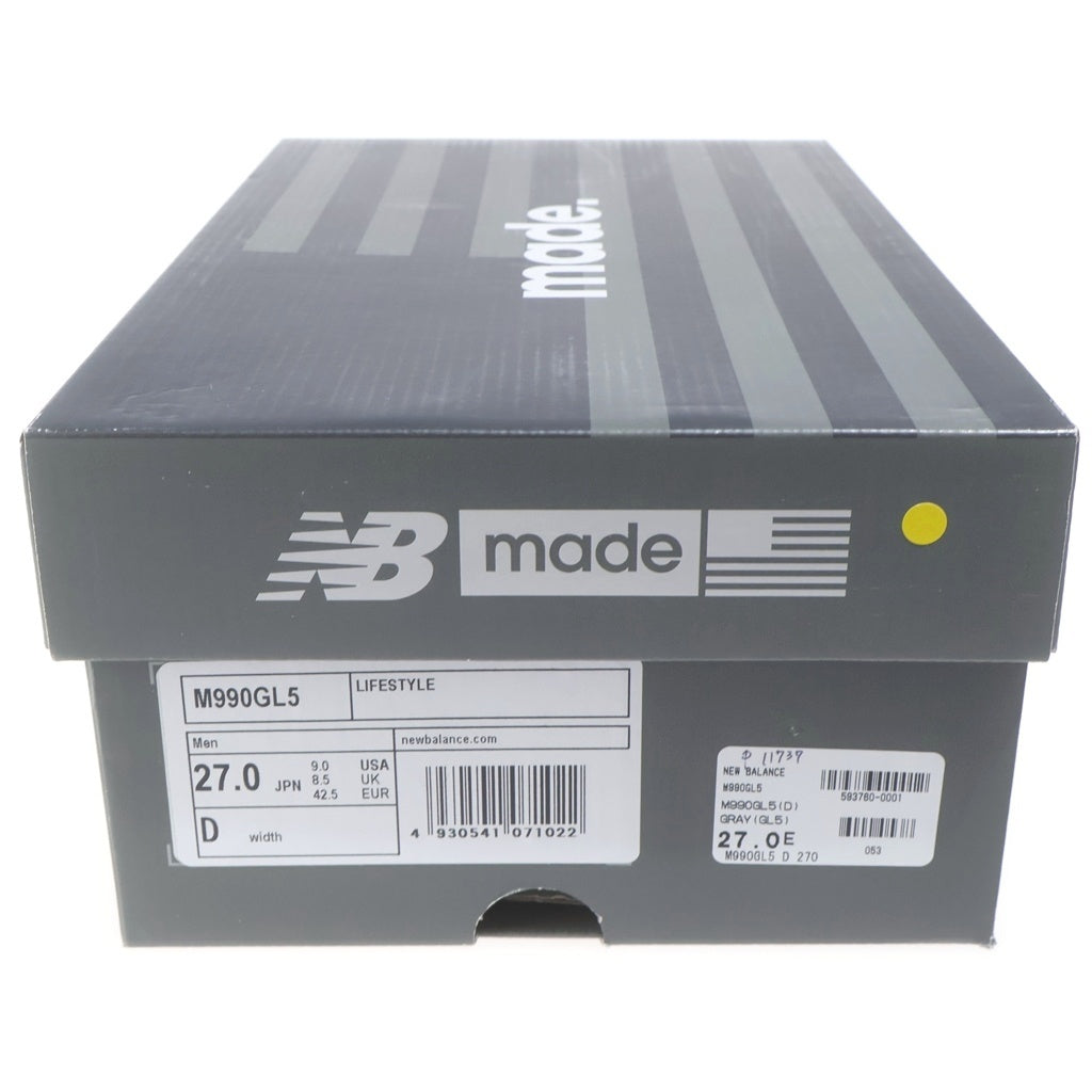 New Balance(ニューバランス) 990V5 Gray グレー メッシュミッドカットスニーカーグレー M990GL5
