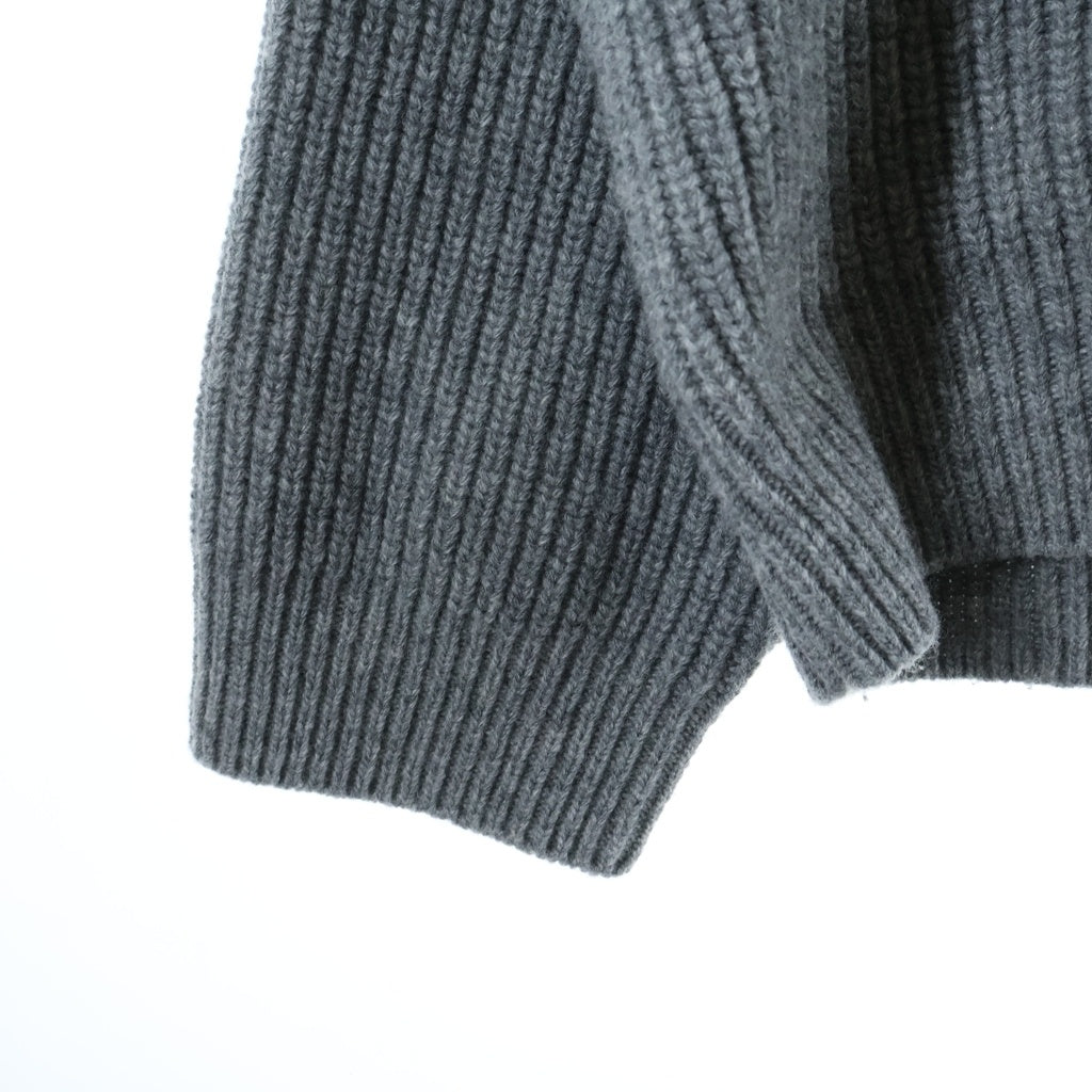 CELINE(セリーヌ) 25SS Hooded Sweater In Ribbed Wool RY09M0R26 フロントカレッジロゴ刺繍 フーデッド長袖ウールニットセーター グレー