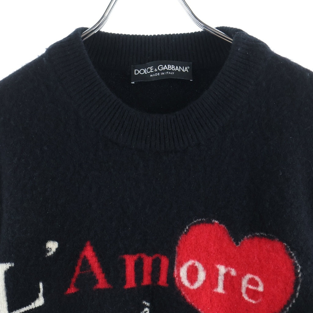 DOLCE & GABBANA(ドルチェアンドガッバーナ) L'amore E Bellezza Cashmere Knit TP-GX357T ラモーレ エ ベレッザ クルーネック長袖カシミヤニットセーター ブラック