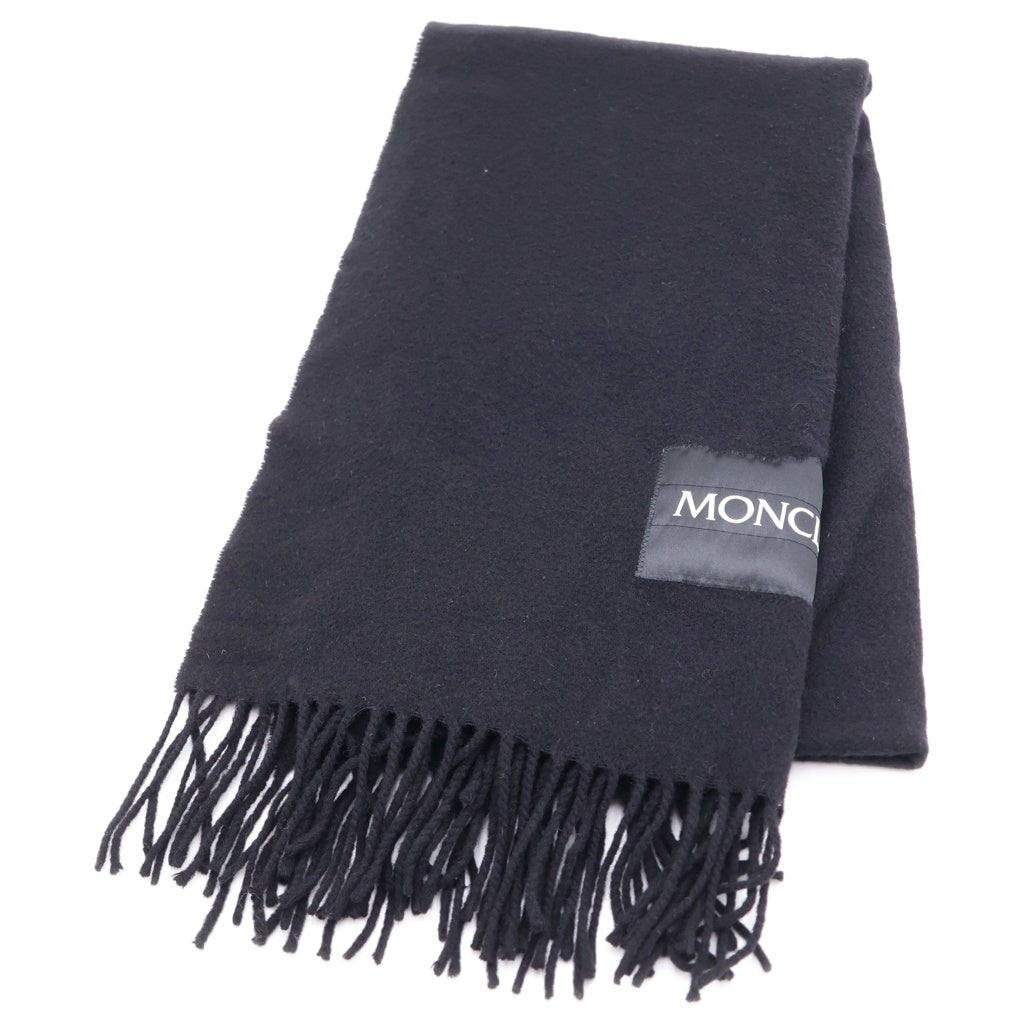 MONCLER(モンクレール) 20AW SCIARPA F20913C70200 シャルパ ロゴパッチ付き ウールマフラー ブラック レディース